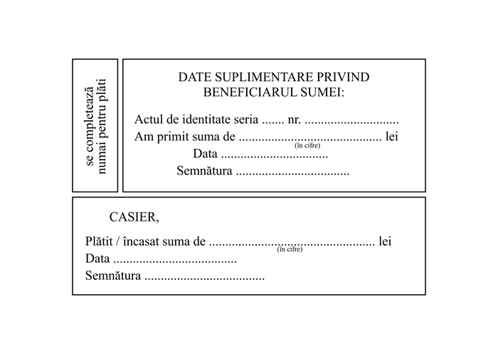 Dispoziție către casierie