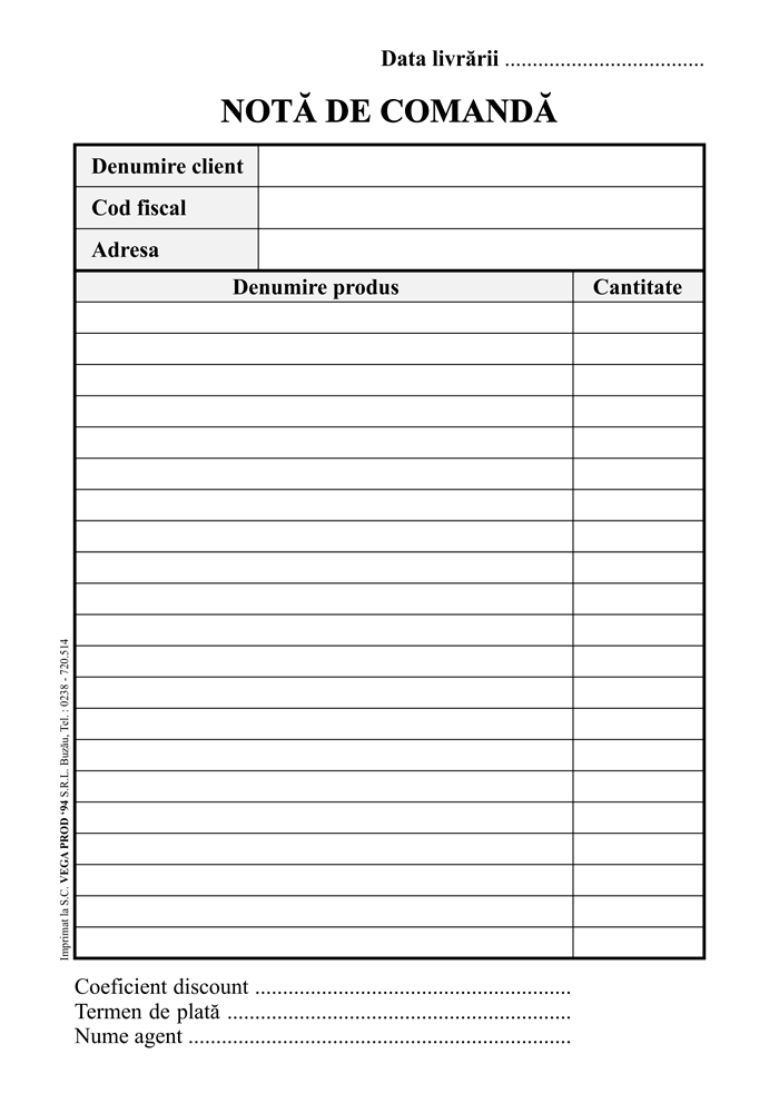 nota comanda a5